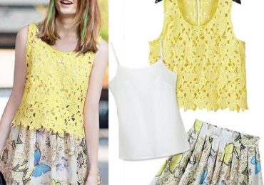 a ruffled blouse with a lace skirt print