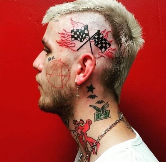 Lil peep flag tattoo design on head