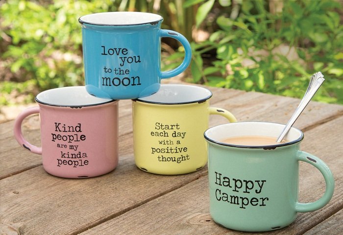 happy camper enamel mug etsy