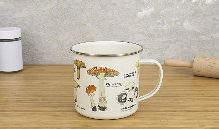 mushroom enamel mug for camping gift republic