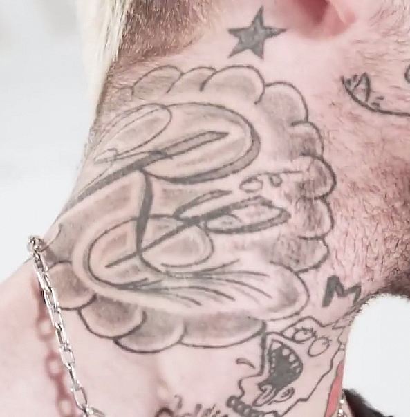 RIP tattoo of lil peep on neck