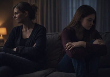 mother and teenage daughter sitting apart showing emotional distance and conflict